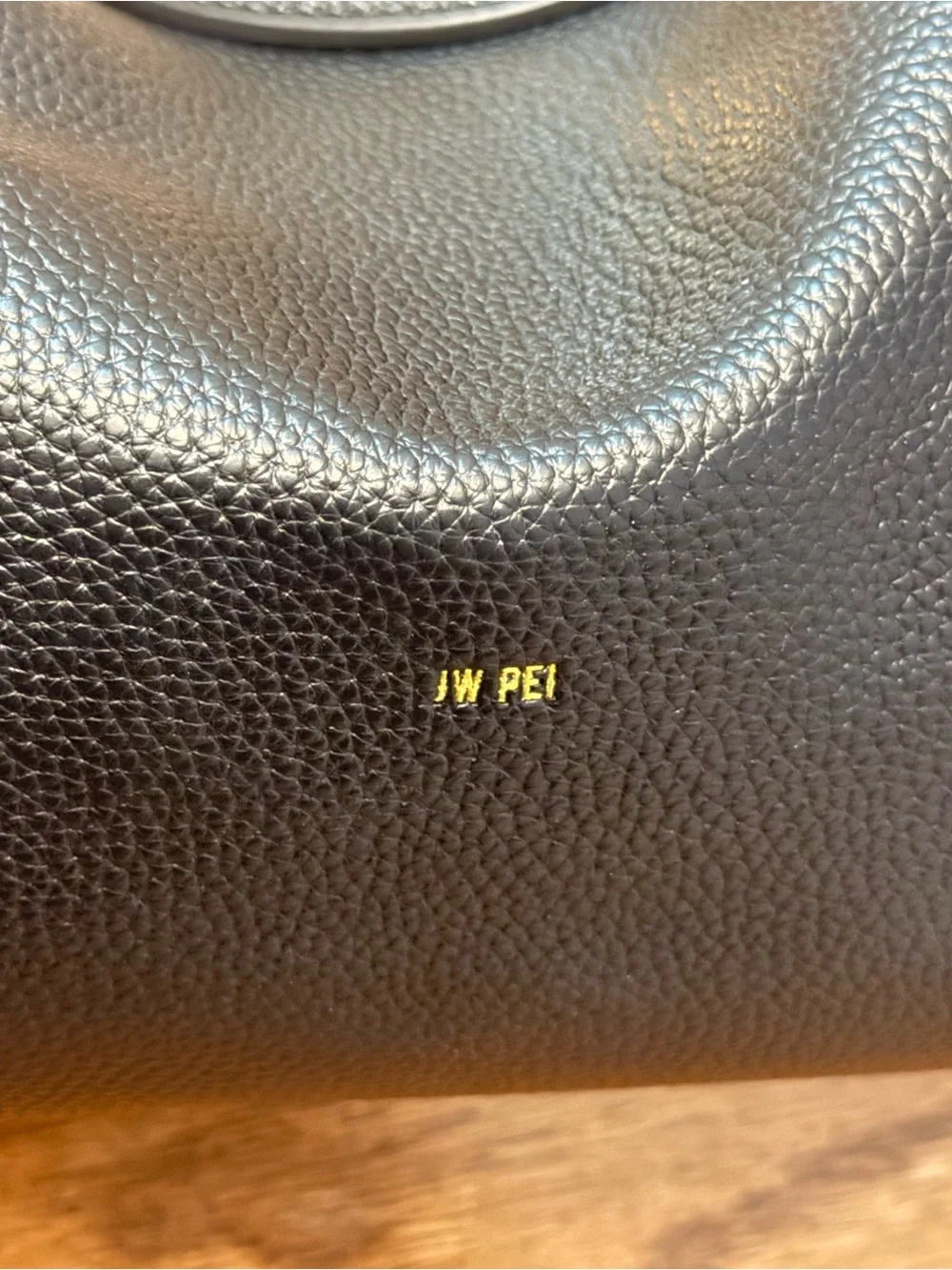 JW Pei Rhea Pebbled Double Buckle Shoulder Bag Black Gold Hardware